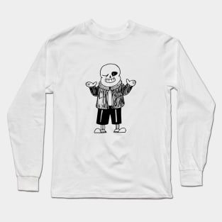 Sans Undertale Simple Black and White Design Long Sleeve T-Shirt